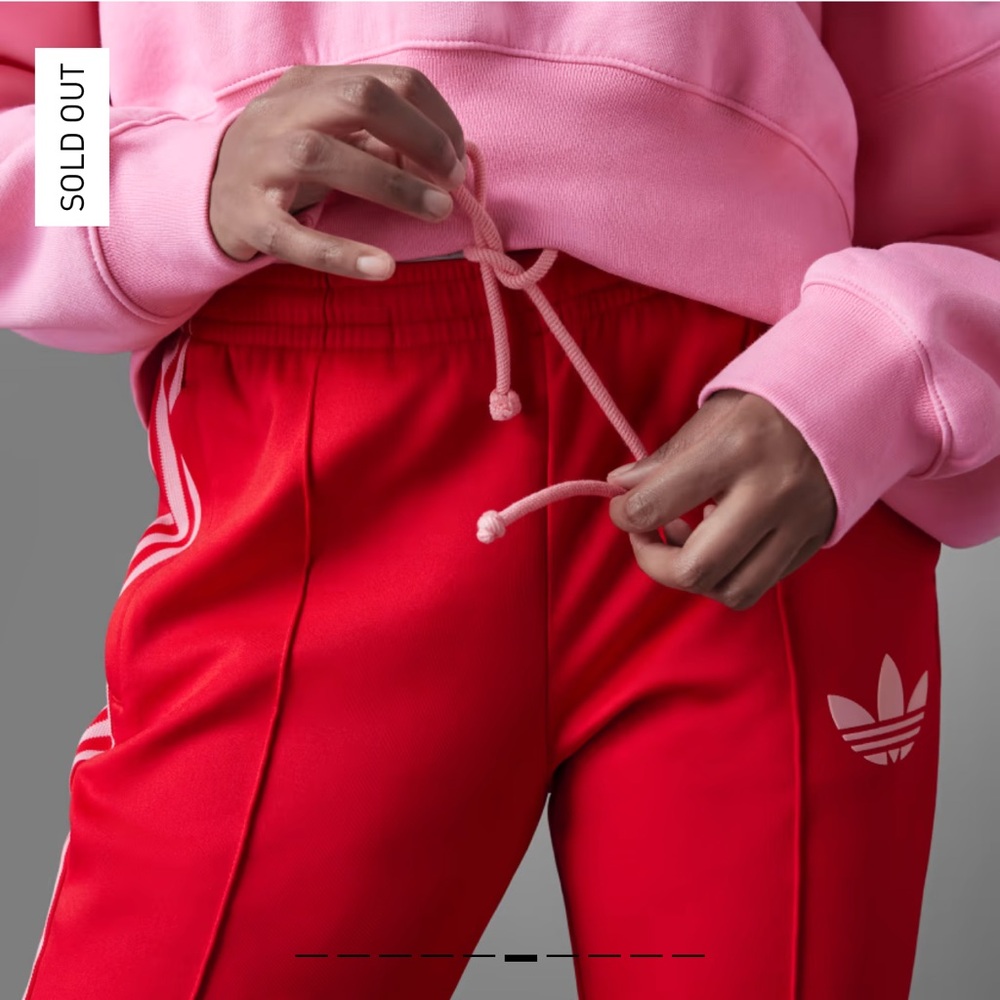 Adidas Red Track Pants with White Stripes - Picture 5 of 14